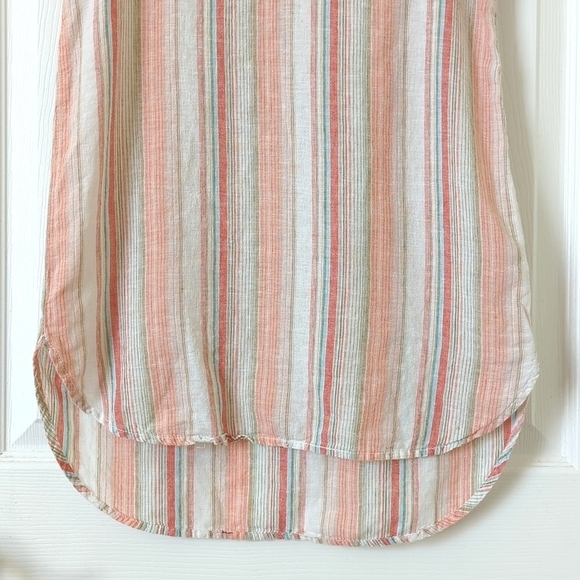Beachlunchlounge Jenna Linen Blend Striped Split Neck Sleeveless Tunic Top XS - Picture 8 of 11